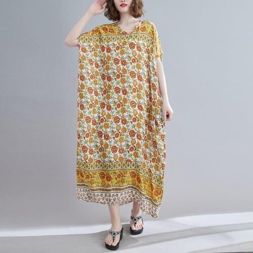 2021 New Arrival Plus Size 5XL 6XL Loose Women Dress Short Sleeve Thin Soft Fashion Summer Dress Holiday Casual Bohemian Dress