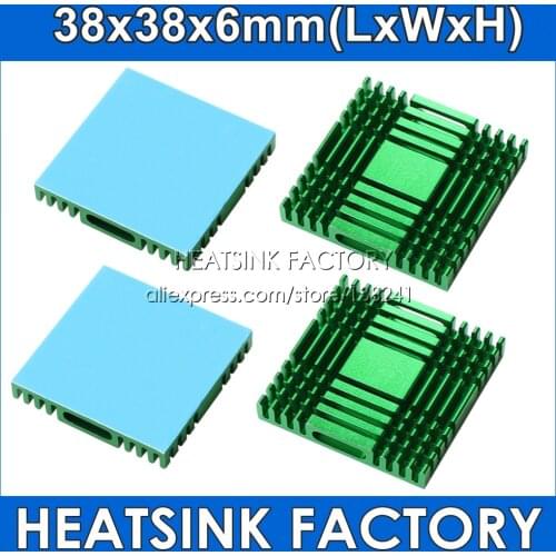 2pcs 38x38x6mm Aluminum Heatsink Radiator Cooling For Electronic Chip IC 3D printer Raspberry PI With Thermal Conductive Tape