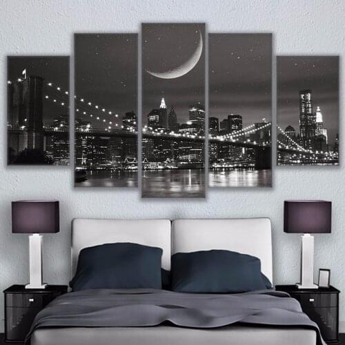 3D Diamond Embroidery 5 Panel City New York Black And White Art Diy Diamond Painting Cross Stitch full Square Round stones