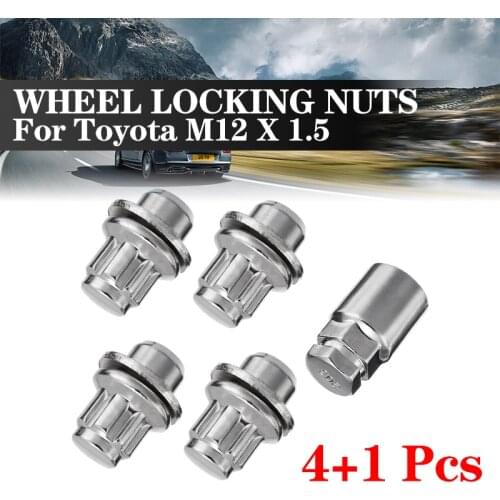 4Bolts+1 5-Piece Set Car Locking Wheel Bolt Nuts M12 x 1.5 For Toyota Aluminum Alloy Wheel Bolts Tire Anti-theft Screws