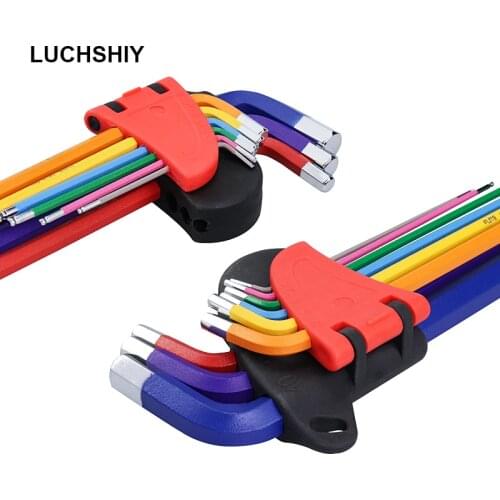 9pcs Ball-End Hex Allen Key L Wrench Set Torque Long Metric With Sleeve Hand Tools Screwdriver Hexagon Spanner Universal Wrench