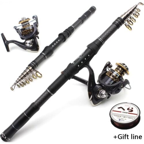 Promotion! 1.8M-3.0M Telescopic Fishing Rod and Fishing Reel Wheel set carbon carp Spinning Rod fast Rocky pole Travel pesca
