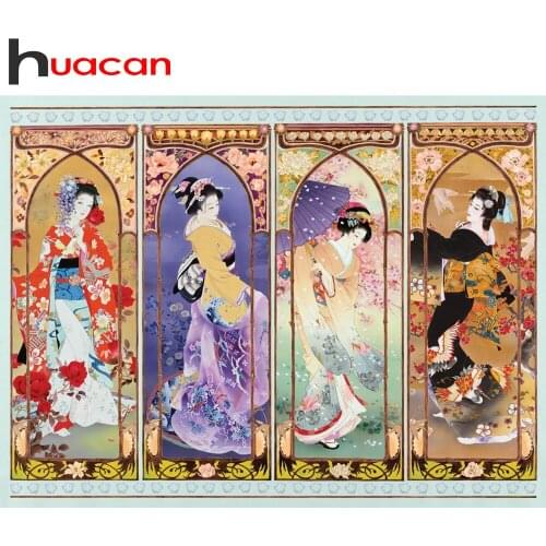 Huacan 5D Diamond Painting New Arrivals Woman Full Diamond Mosaic Embroidery Japan Portrait Handmade Gift Creative Hobbies