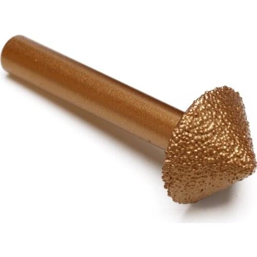 22mm 7/8" inch 90 120 Degree TAPER Head Brazed Diamond CNC Router Bit Rotary Burrs Grit 46 for Carving Engraving Stone Granite