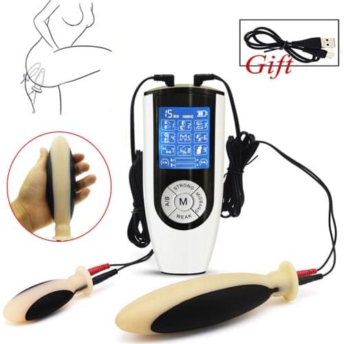 Bipolar Electric Shock Silicone Anal Vaginal Plugs Prostate Massage Dildo Big Butt Plug BDSM Electro Stimulator Female Sex Toys