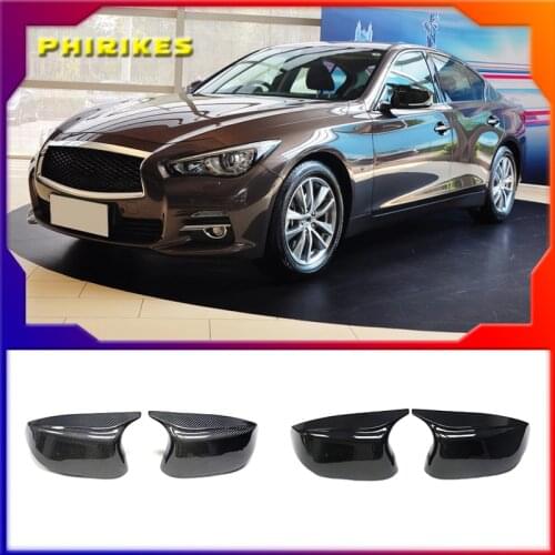 Car Side Glossy Painted Styling Rearview Mirror Cover Caps Bright Black for Infiniti Q50 Q60 Q70 SQ50 XQ30 2014-2020