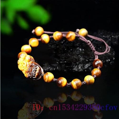 Tiger Eye Pixiu Bracelet Bangle Amulet Gifts Charm Black Natural Jewelry Chinese Jade Gemstone Beads Fashion Women