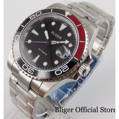 BLIGER Automatic Wristwatch Men Sapphire Glass MIYOTA Movement Mental Band Deployment Clasp