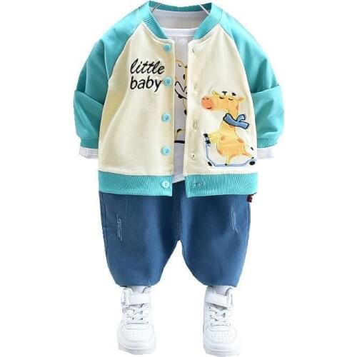 Spring Autumn Baby Boys Cotton Clothes Children Cartoon Shirts Jacket Pants 3Pcs/sets Out Kids Fashion Toddler Casual Tracksuits
