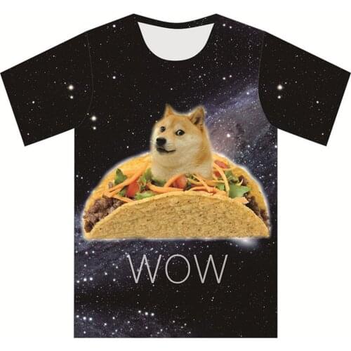 Kids Funny Food Siberian Husky Animal Dog Space Galaxy T-shirt 2019 Summer Children 3D T shirt Boys Girls Lovely Pizza Tshirts