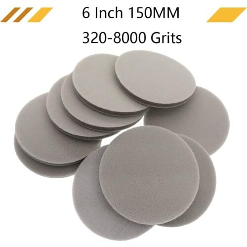 12 Pcs 6 Inch Sanding Sponge Hook and Loop Sanding Disc Wet/Dry for Car Wood Drywall Metal 320-8000 Grit Pyramid Abrasive Tools