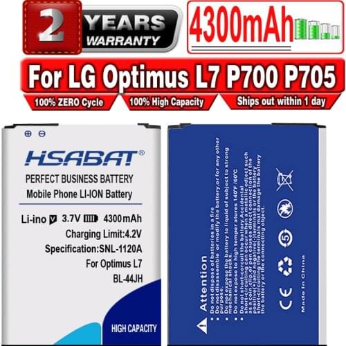 HSABAT 100% New 4300mAh BL-44JH Battery for LG MS770 Motion 4G Optimus L7 P700 P705 Battery