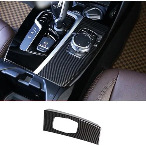 JEAZEA Carbon Fiber ABS Car Styling Interior Multi-Media Button Switch Cover Trim For BMW X3 X4 2018