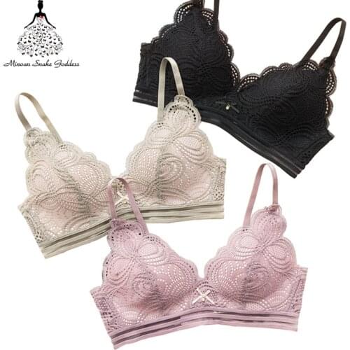 Lace Bras For Women Lingerie Sexy Wire Free Brassiere Floral Bralette Push Up Bra AB Cup Breathable Intimates Underwear Bra