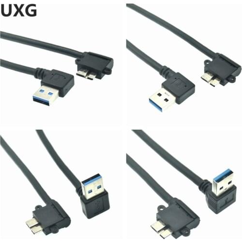 Left & Right angled 90 degree USB3.0 USB 3.0 A Male to Micro B Male 90 degree cable for Galaxy Note3 N9000 N900 & S5 i9600 Black