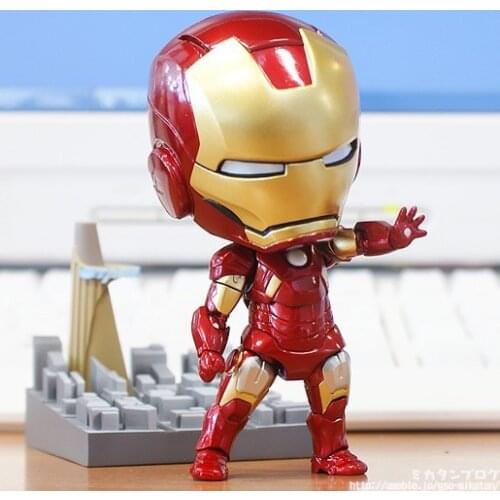 Mark7 Marvel Avengers Cute 4" Iron Man Tony Stark Set PVC Action Figure Collection Model Toys