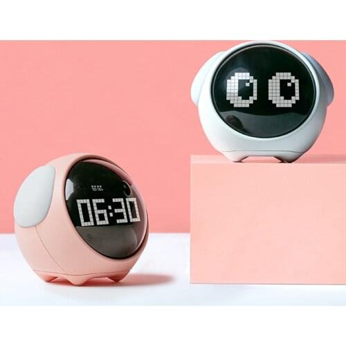 Cute Expression Kids Alarm Clock Multi Function Electronic Digital Led Night Wake Up Light Table Clock