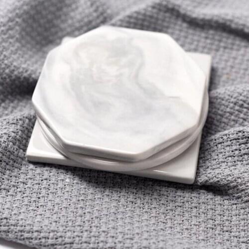Marble Pattern Ceramics Coaster Cup Pad Mat Heat insulation Table Bowl Mat Coffee Tea Cup Drink Coasters Round 1pc