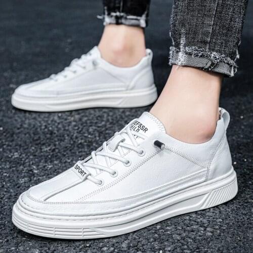 Mens Leather Casual Shoes White 2021 Spring New Fashion Trend Sneakers Man Breathable Non-slip High Quality Walking Shoes men