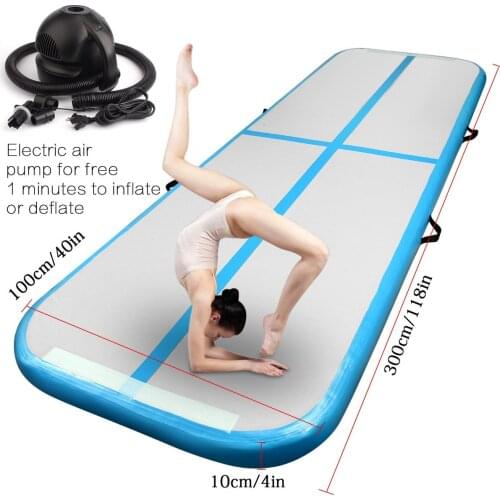 Inflatable Gymnastics AirTrack Tumbling Air Track Floor Trampoline Electric Air Pump for Home Use/Training/Cheerleading/Beach