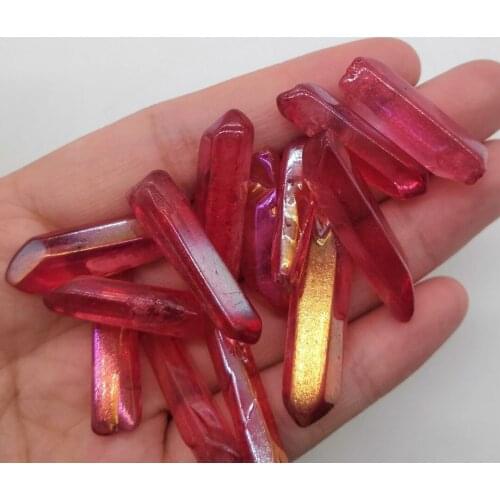 Red Quartz Top Drilled Graduated Stick Point Pendants Beads Natural Clear Crystal Loose Spike Beads for DIY Necklace