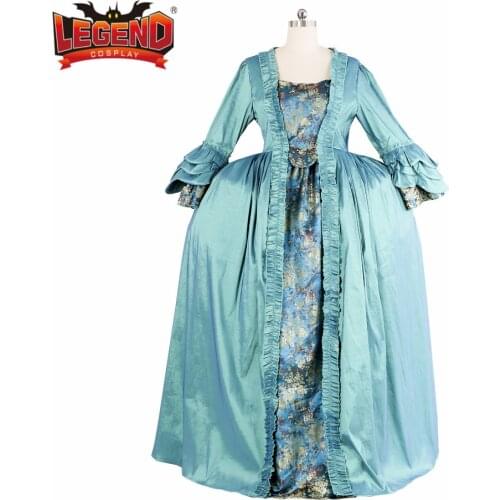 New blue elegant Marie Antoinette dress Colonial Georgian Renaissance Gothic Historical dress French dress