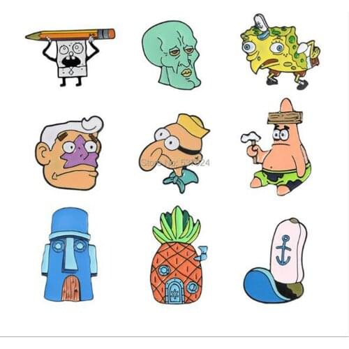 New 20Pcs Patrick Star Alloy Brooch Lapel Pin Action Figure Toy