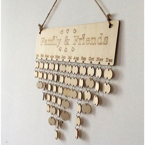 New Family&Friends Wooden Hanging Calendar Board Birthday Reminder Plaque 2