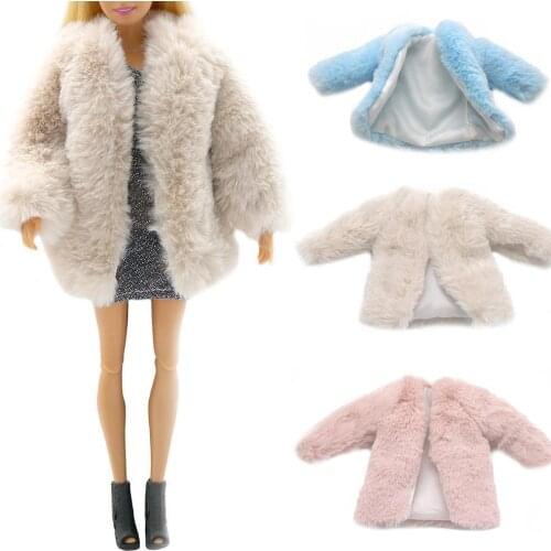 Doll Clothes Multicolor Long Sleeve Soft Fur Coat Winter For Wear Accessories Toy Doll Casual Clothes Kids Warm C9N6