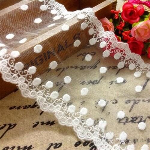 12CM Wide Pure Cotton Wire Embroidered Lact Trim Clothing Wedding Accessories Bilateral Polka Dot
