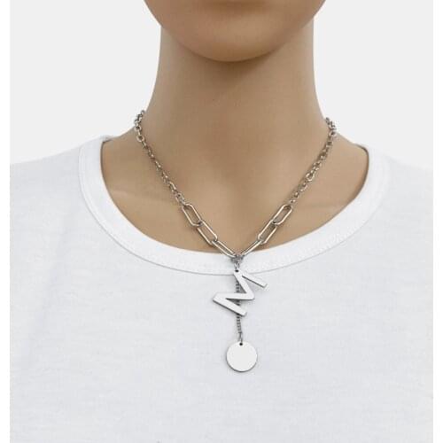 D letter titanium steel necklace female hip-hop all-match M pendant sweater chain hundred matching accessories hot sale