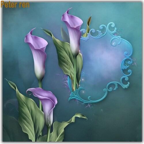 Peter ren Diy diamond embroidery Square\Round icon diamond painting cross stitch full Diamond drawing Crafts "Purple calla lily"