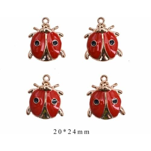 10pcs/Lot Crystal Beetle 20*24mm Diy Handmade Oil Enamel Charms Design for Jewelry Making Earring Bracelet or Necklace