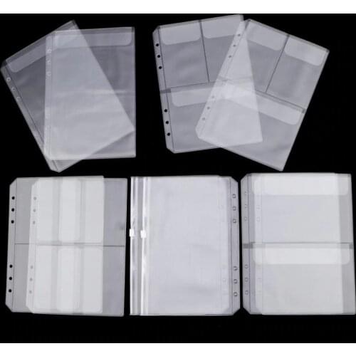 5pcs/Set A5 A6 Transparent Storage Cards Holder Accessories PVC For Binder Rings Notebook 6 Hole Loose Leaf Filing Storgae Bags