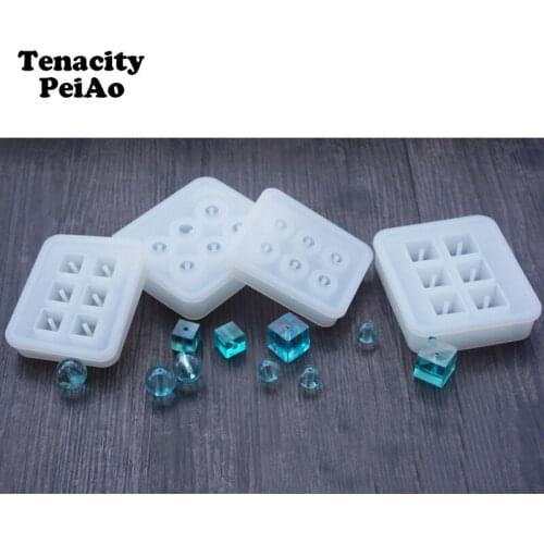 Transparent Rectangle Silicone Beads Mould Square Ball 6 Hanging Holes DIY Epoxy Jewelry Mold resin molds for jewelry