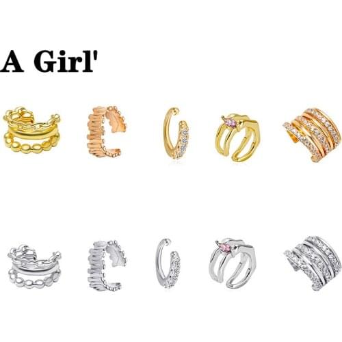 A Girl' Romantic Cubic Zirconia Irregular Ear Cuff Ear Rings For Girls Earcuff Cute Clip on Earrings No Pierced Women Jewelry