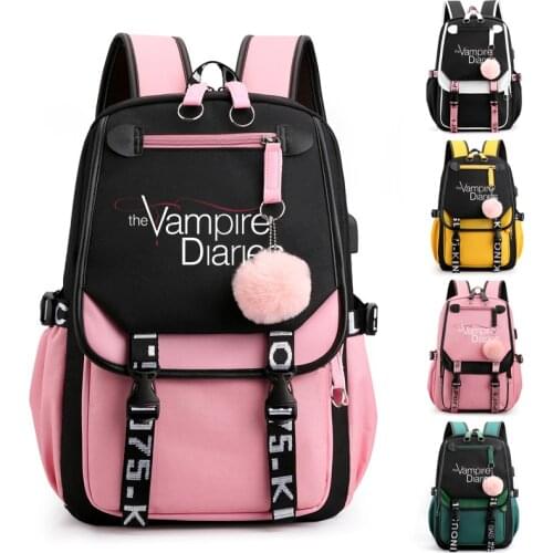 The Vampire Diaries School Bags Teenager Girls Laptop Backpacks Casual Backpacks Outdoor Backpack Women Travel Bag Pack