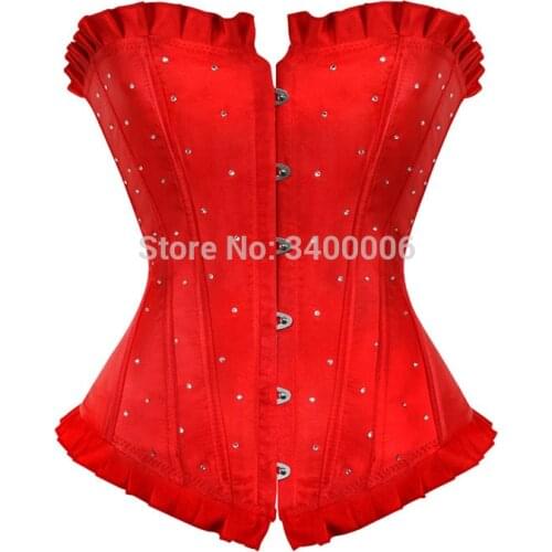 Sexy Rhinestone Sequin Iingerie Corset Gothic Burlesque Bustier Top Vintage Corselet Dance Wear Costumes Korsett Plus Size