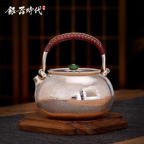 Silver age silver teapot sterling silver 999 kettle handmade Japanese pocket brewed dual household teapot