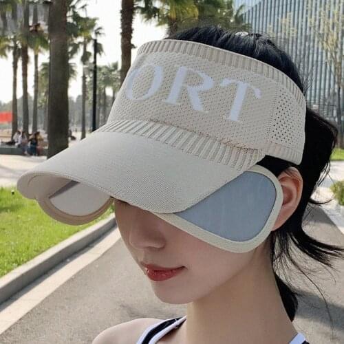 Sunscreen Sports Hat Women Summer Sunshade Anti-ultraviolet Large Along Top Hat Retractable Sun Hat Summer Empty Top Visor Cap