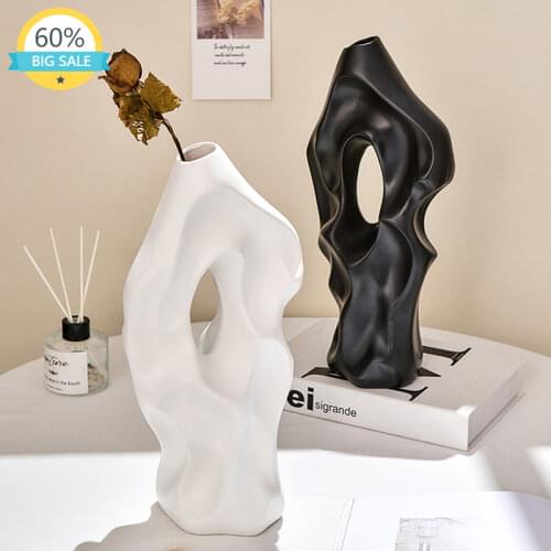 Modern Fashion Tabletop Simple Vase European Style Luxury Creative Flower Vase Ceramic Jarrones Decorativos Home Decor AH50VS