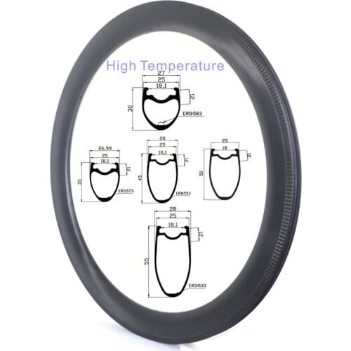 Super Light Road Bike Carbon Rims V Brake 30mm 35mm 45mm 55mm 700C High Temperature Tubeless Compatilbe With Clincher