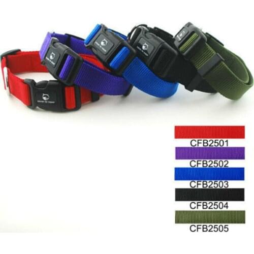 Pet Products Dog Supplies Collars Solid Nylon 2.5cm Lively Pet Dog Plain Color Collar Buckle style (5 Colors) 5pcs/lot