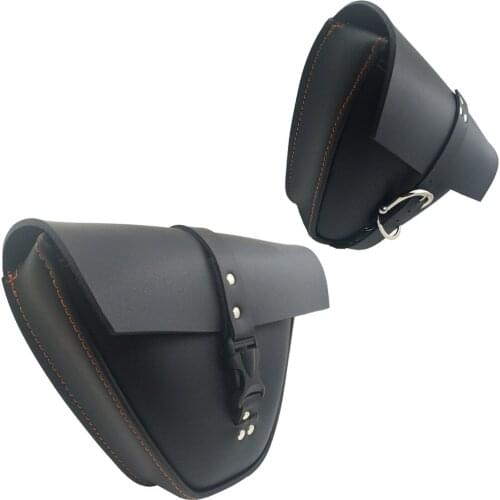 Universal For Harley Kawasaki Honda Suzuki Cafe Racer ATV Motorcycle Black PU Leather Tool Bag Luggage Left Side Saddle Bag