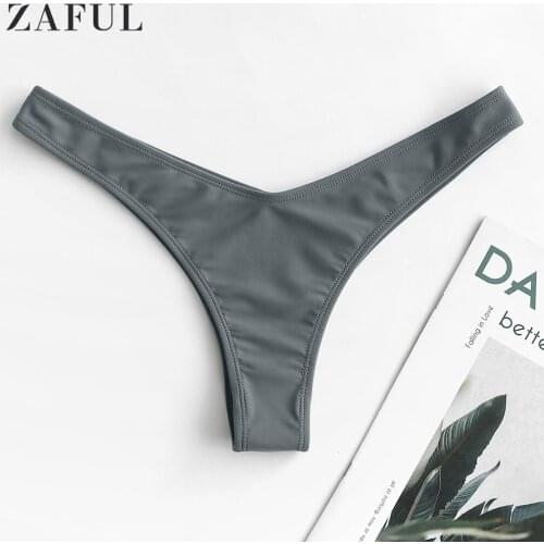 ZAFUL Cheeky High Leg Bikini Bottoms Women Swimming Pants Solid Short Briefs Biquini Ladies Swimsuit Brazilian Thong Swimwear