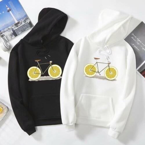 New Women Hoodies Streetwear Print Cartoon bicycle Pullover Long sleeve Sweatshirts Women Casual Autumn Winter Top Hoodies Women