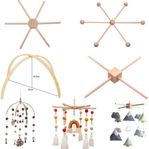 1Set Wooden Baby Mobile Hanger Bed Bell Wooden Mobile Crib Hanger Frame DIY Craft Accessories Infant Crib Newborn Gifts