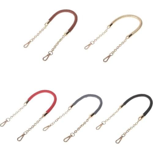 1 pcs Fashion Metal PU Leather Braided Bag Strap Handbag Handle Shoulder Bag Chain Replacements DIY Craft Bag Accessories KZ0047