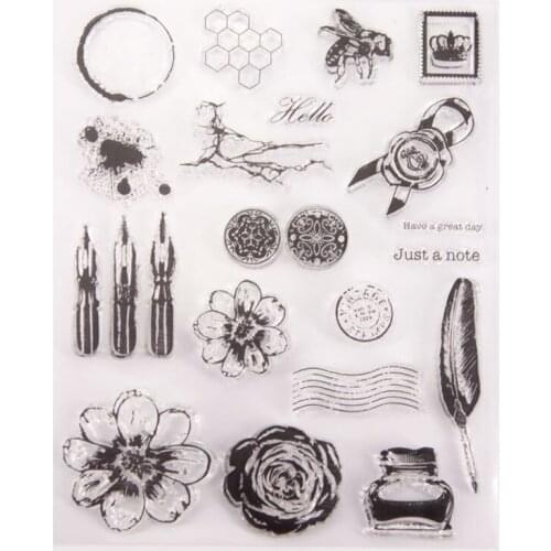 1pc Bee Flower Transparent Clear Silicone Stamp Seal DIY Scrapbook Rubber Stamping Coloring Embossing Diary Decoration Reusable