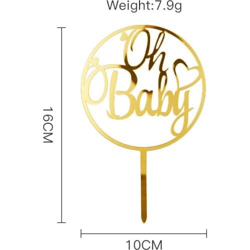 1PC Gold Oh Baby Heart Cake Toppers Baby Shower Birthday Party Cups Cake Dessert Table Inserts Party Bakery Cake Flag